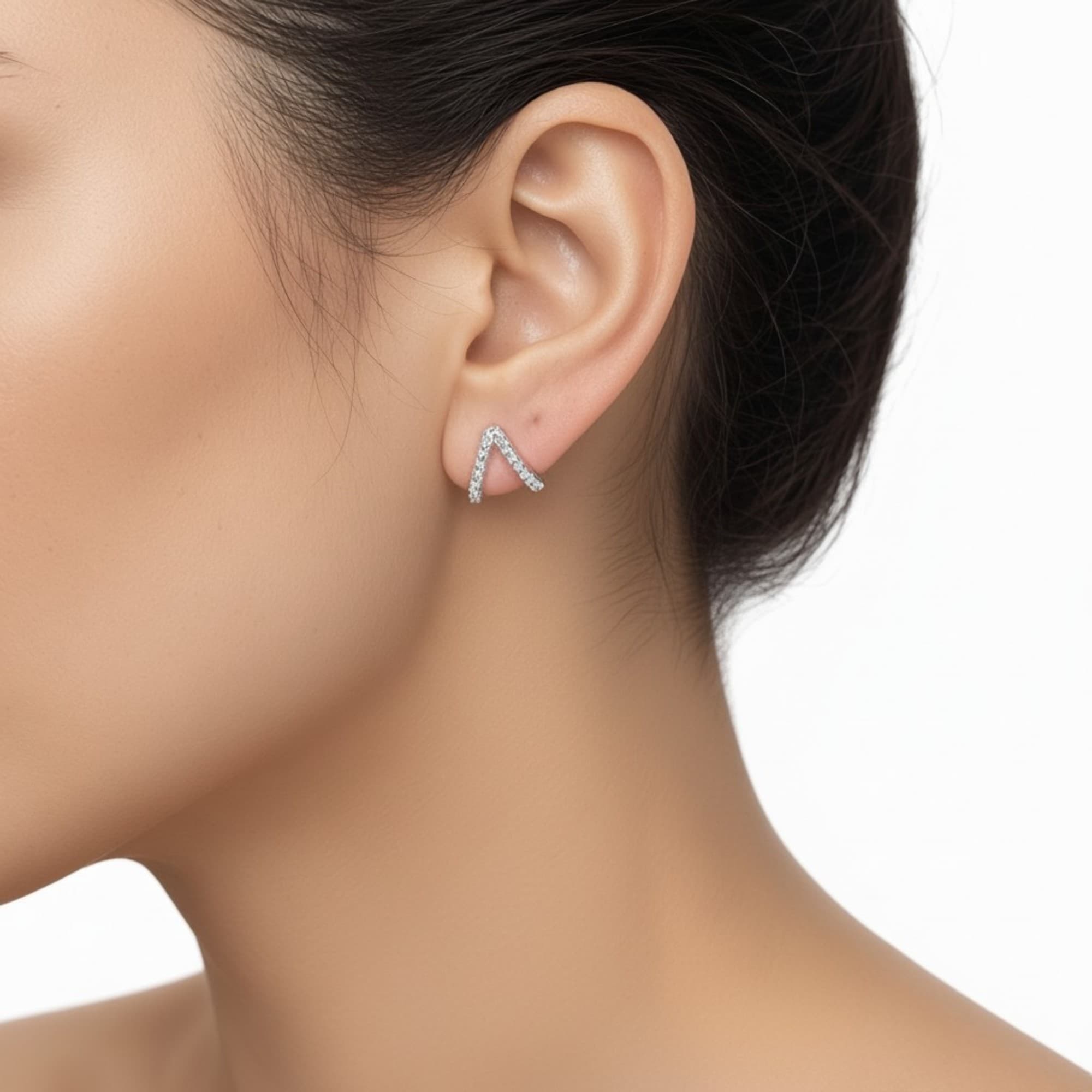 Brinco Ear Cuff Zircônias Prateado — miniatura 2