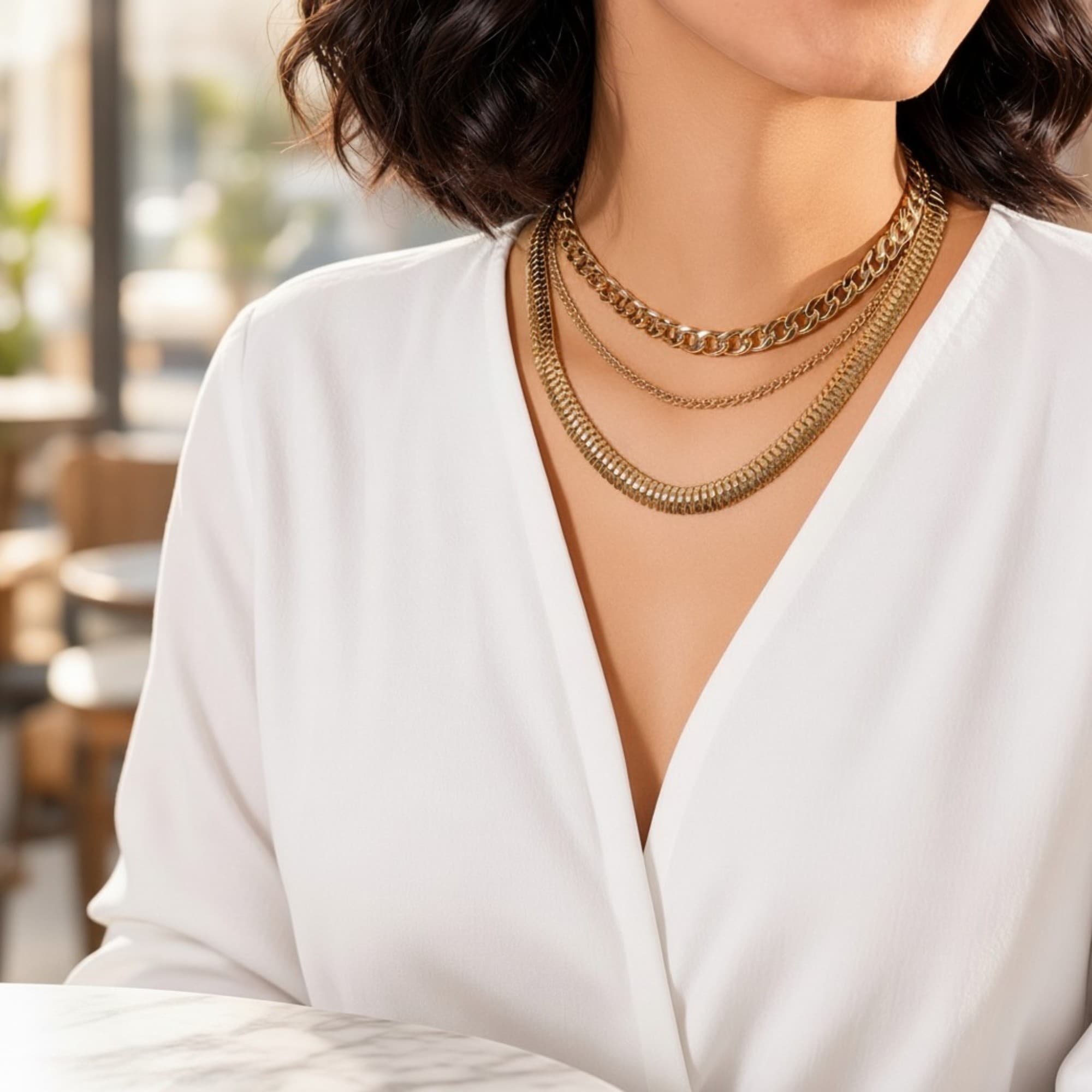 Choker Malha Dupla Dourado — miniatura 2