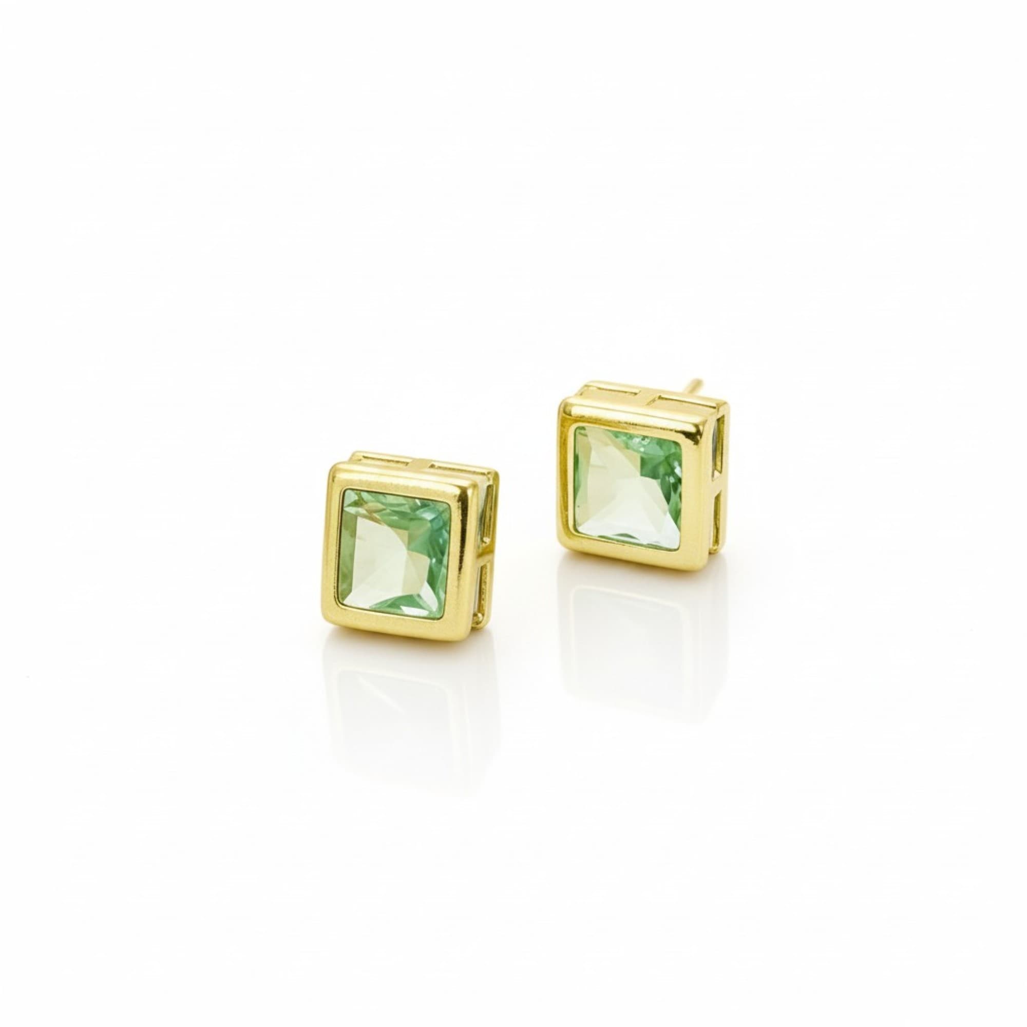 Brinco Zircônia Quadrada Azul Dourado — miniatura 2