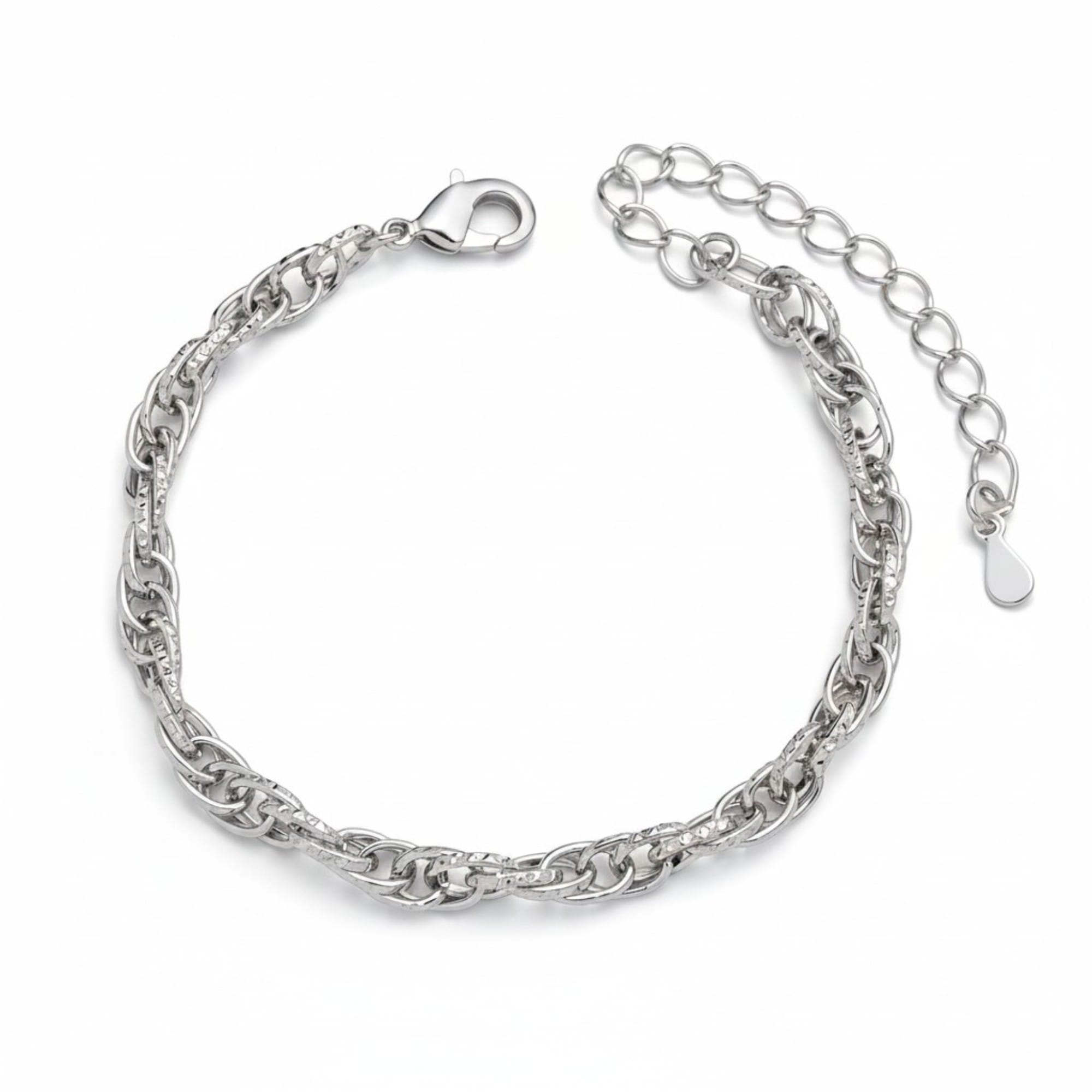 Pulseira Corda Diamantada Prateado