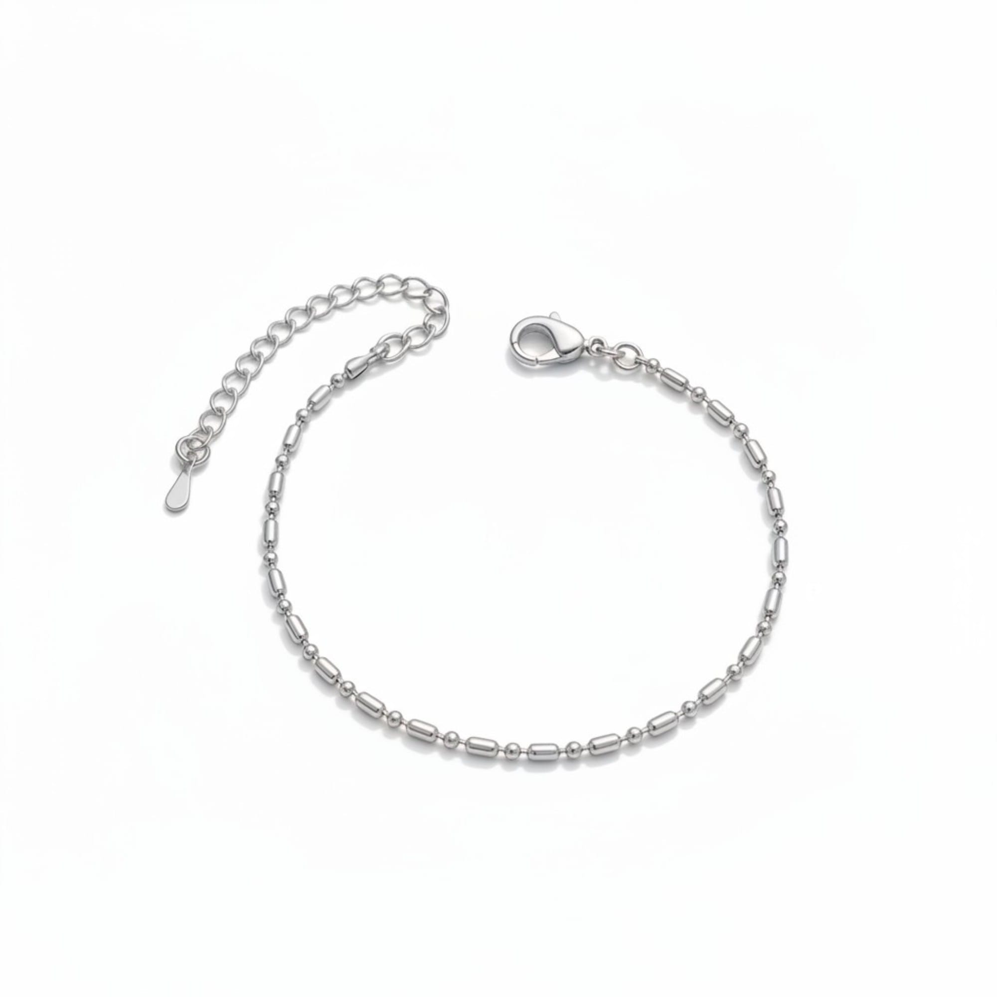 Pulseira Canutilhos e Esferas Prateado