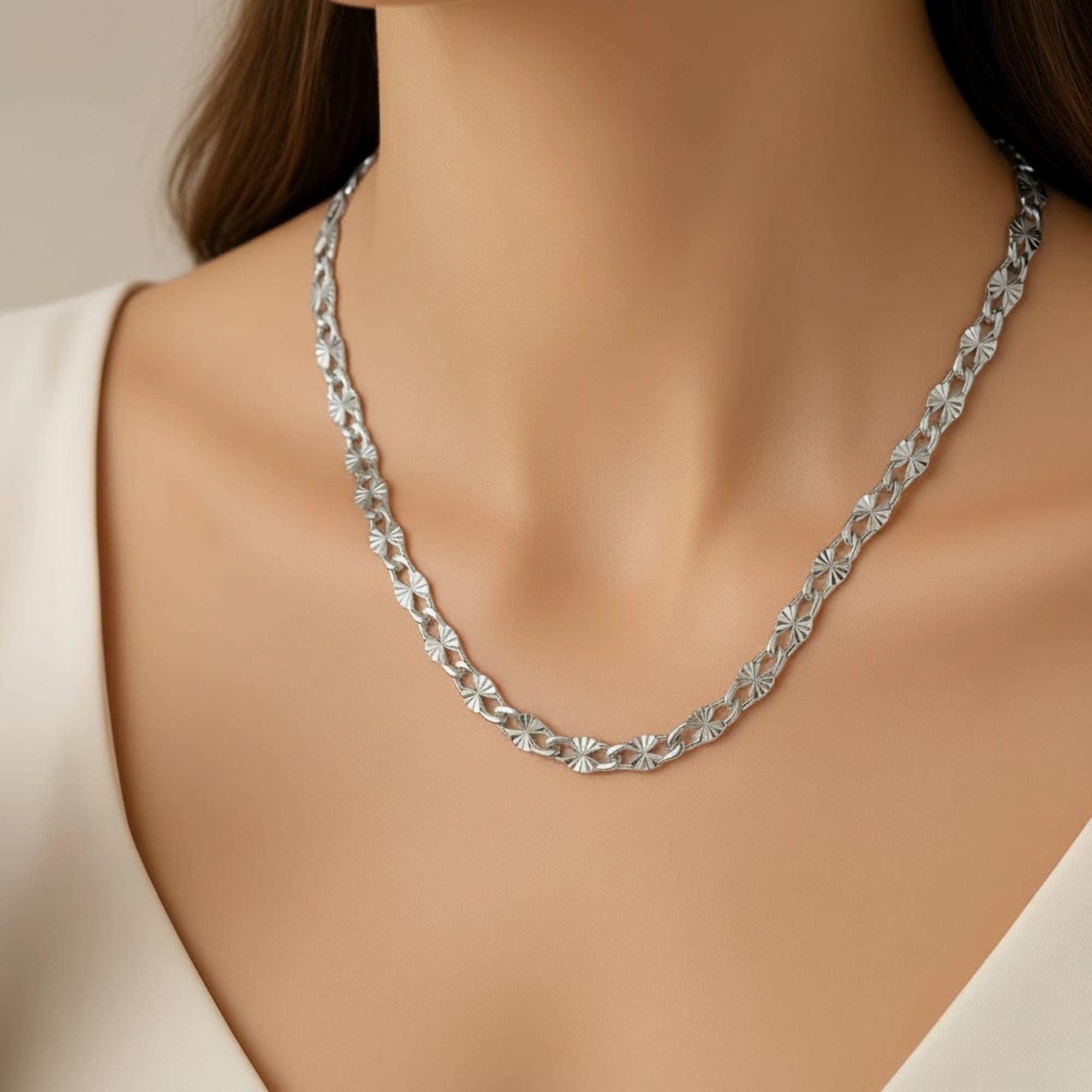 Choker Piastrine Diamantada Prateado