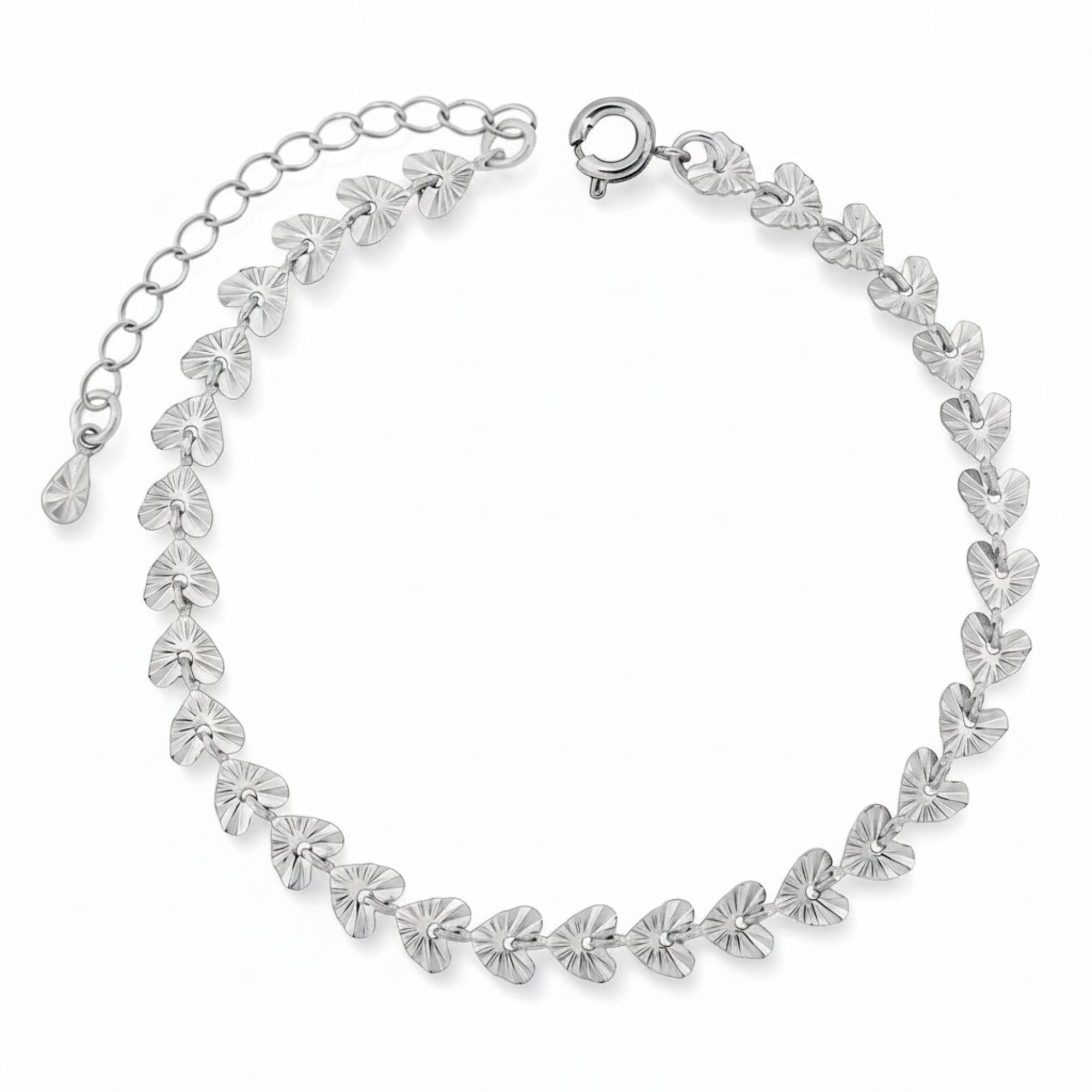 Pulseira Coração Diamantado Prateado